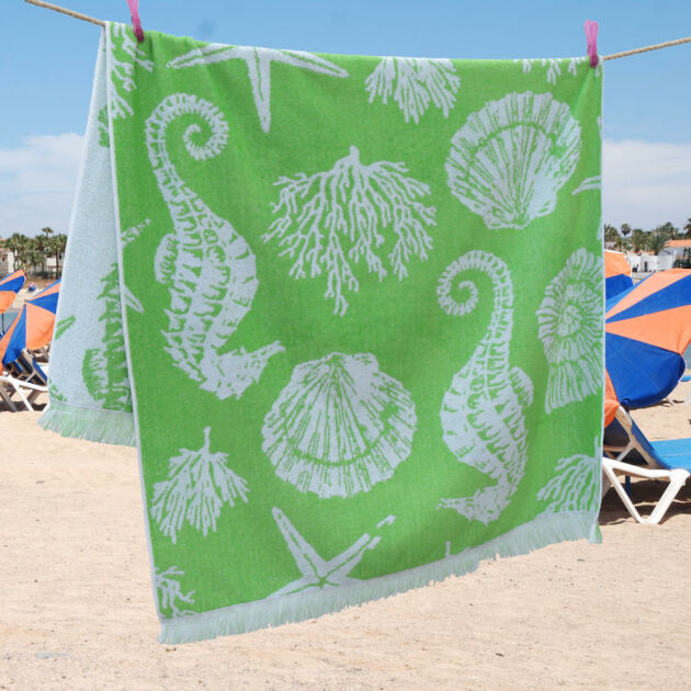 Ręcznik plażowy bawełniany HELLA limonkowy 100x170