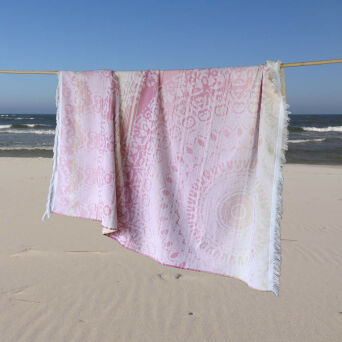 Ręcznik plażowy  NINVAH 170x170 fouta różowy podwójny