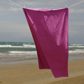 Ręcznik kąpielowy na plażę jednokolorowy FUKSJA 100x170 portugalski