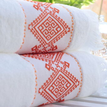 Ręcznik łazienkowy MALLORCA biało-czerwony premium 50x100