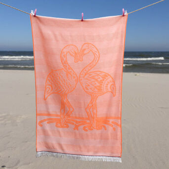 Ręcznik plażowy szybkoschnący  FLAMING LAGOS pomarańczowy cienki